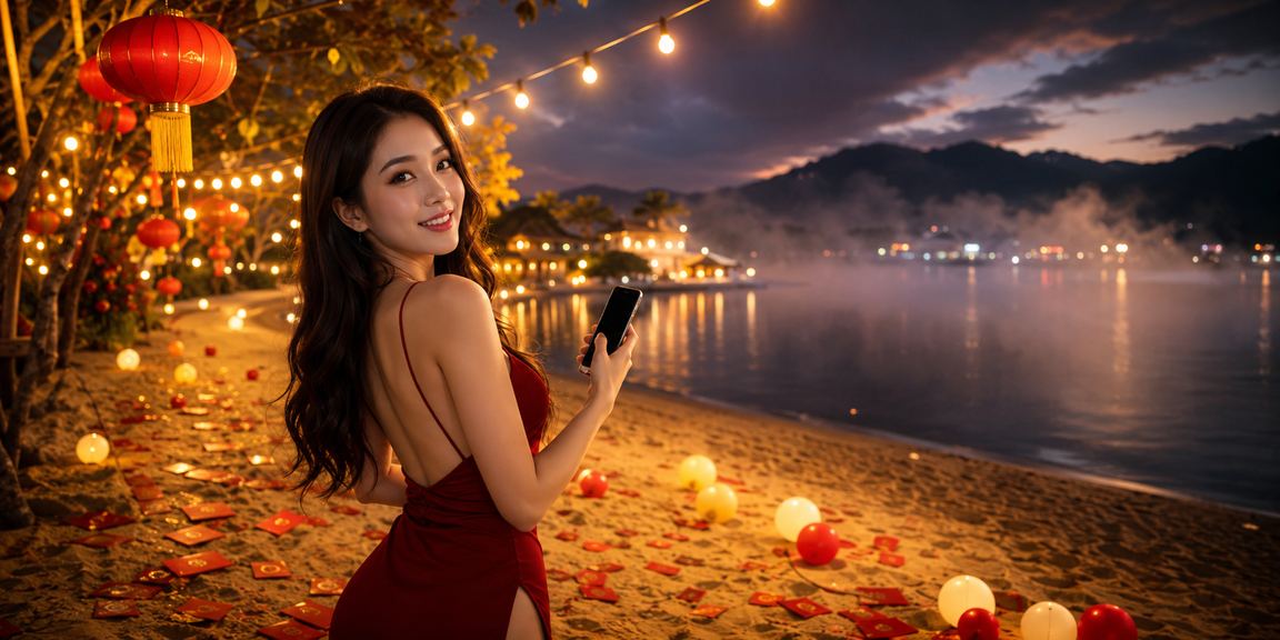Cảnh đêm Đà Lạt với đèn lồng xổ số