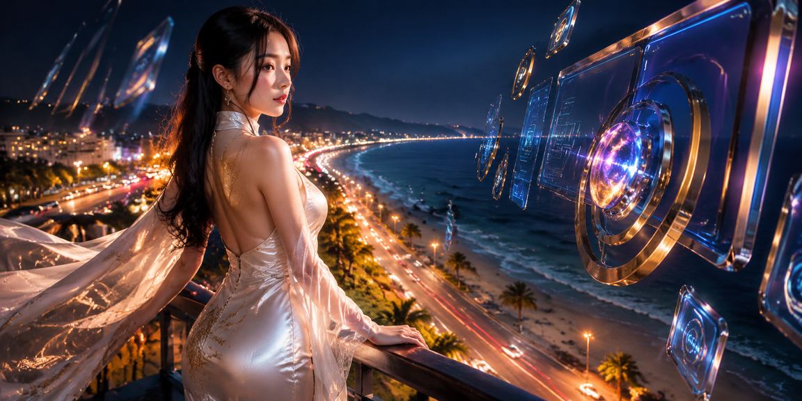 Khung cảnh casino Phan Thiết với người mẫu áo dài